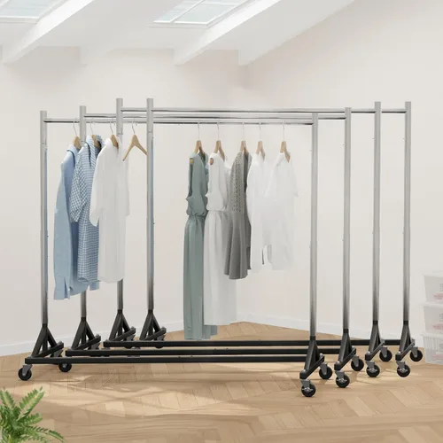 Vista 17 de HOKEEPER Perchero Z con capacidad para 500 libras, resistente perchero de ropa comercial para colgar ropa con ruedas, estante Z portátil
