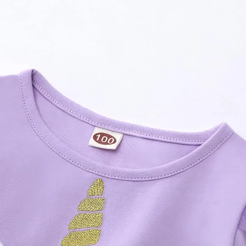Vista 3 de Vestido de fiesta de cumpleaños de princesa de manga larga con estampado de unicornio, reno y arco iris, ropa de invierno y otoño