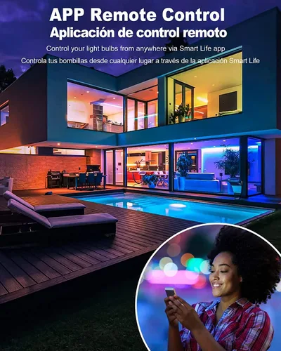 Vista 3 de OHLUX Bombillas inteligentes, bombillas LED que cambian de color para Alexa y Google Assistant, WiFi de 2.4 GHz y Bluetooth con sincronización