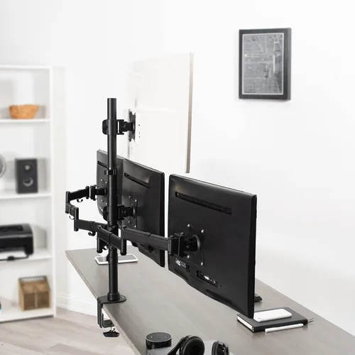 Vista 8 de VIVO Soporte articulado ajustable para monitor cuádruple, soporte articulado para 4 pantallas LCD de hasta 24 pulgadas STAND-V004Y