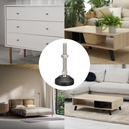Vista 5 de uxcell Niveladores de muebles, 4 pies de nivelación universales de nailon M10x80x50mm, patas de mesa giratorias ajustables para muebles, máquinas
