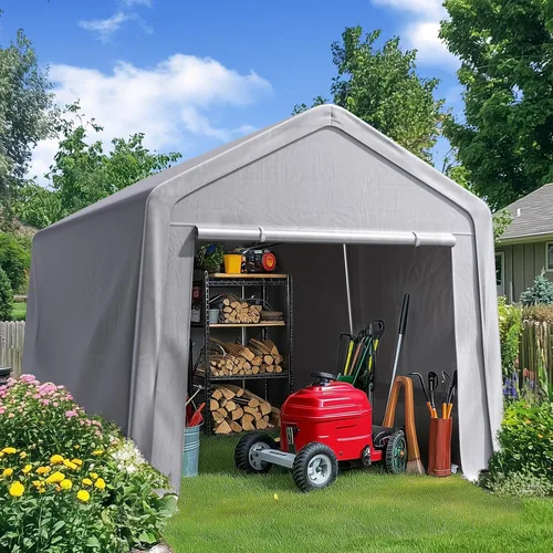 Vista 11 de Quictent Cobertizo de almacenamiento pequeño de 6 x 8 pies, cobertizo portátil para bicicletas, cortadoras de césped, herramientas de jardín, tienda