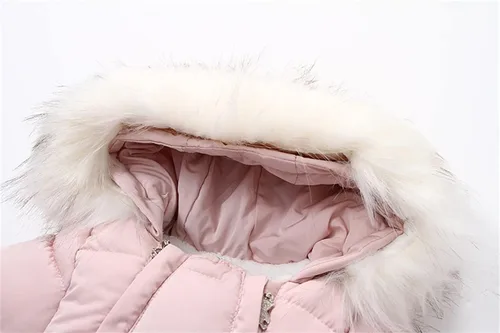 Vista 2 de Abrigos para bebés y niñas y niños chaqueta de nieve de invierno chaqueta con cremallera chaqueta de nieve con capucha rosa 6-12 meses