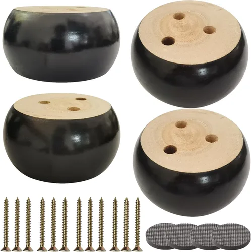 Vista 11 de Patas redondas de madera para muebles de sofá de 2 pulgadas, patas redondas negras de 2 pulgadas de alto, reemplazo para sofá/sofá/otomana/sofá