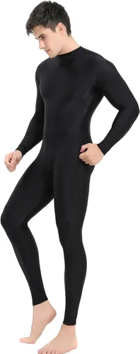 Vista 9 de speerise Body de elastano para hombre, de manga larga, unitardo, con cremallera, leotardo para baile