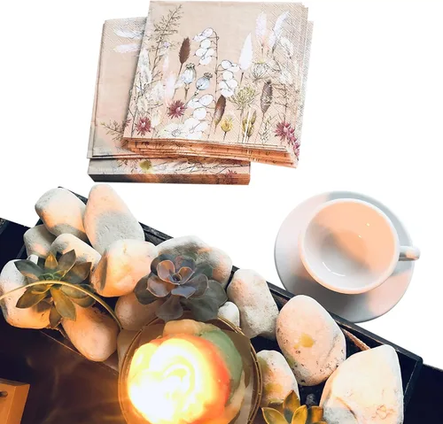 Vista 3 de 20 servilletas decorativas florales de 3 capas de 6.5 x 6.5 pulgadas para decoupage, eventos temáticos de la naturaleza, ecológicas y biodegradables