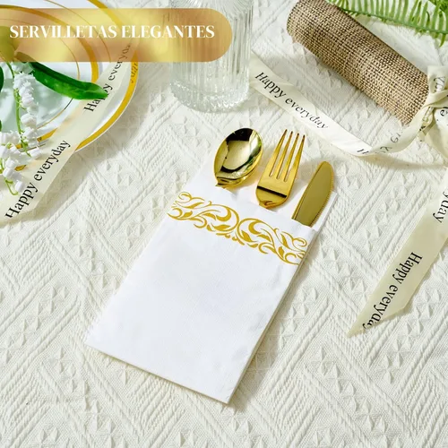 Vista 5 de Vplus Paquete de 200 servilletas de papel para invitados, toallas desechables de calidad premium de 3 capas, servilletas de cena desechables suaves