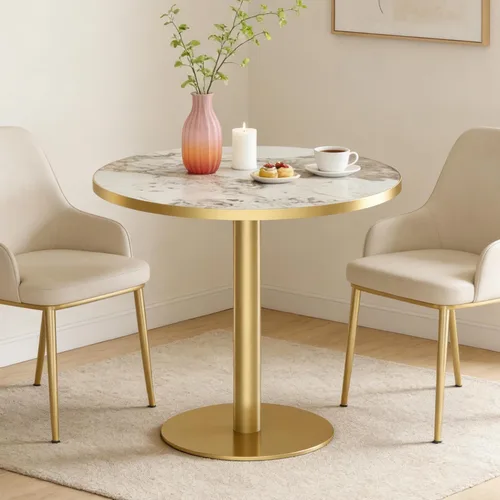 Vista 30 de SSLine - Mesa de comedor cuadrada de piedra sinterizada para 2, mesa