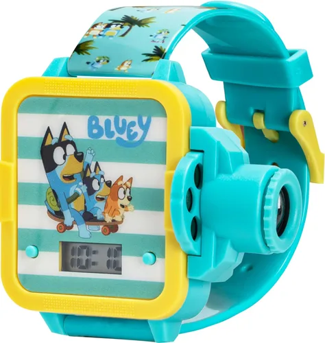 Vista 9 de Accutime Bluey - Reloj de proyector digital para niños con 6 diapositivas de imagen, correa de personaje ajustable, pantalla LCD digital, botón