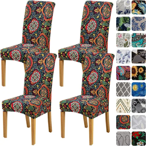 Vista 49 de HZDHCLH Juego de 4 fundas para sillas de comedor color burdeos, fundas elásticas de elastano para sillas Parsons, paquete de 4, fundas de asiento