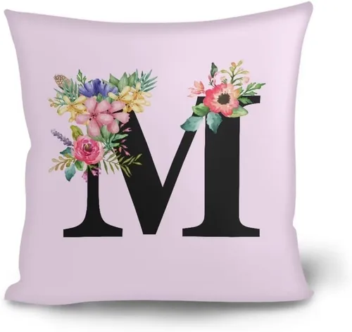Vista 16 de Fundas de almohada decorativas del alfabeto, fundas de almohada con estampado floral de la letra B, fundas de almohada cuadradas suaves, fundas