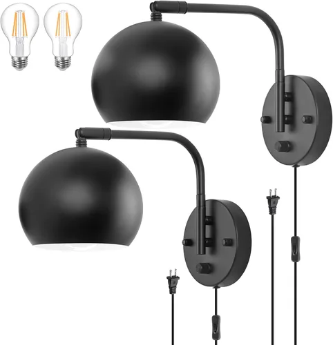 Vista 13 de VATONI Aplique de Pared Regulable Enchufable con Brazo Articulado, Luces de Pared con Cable de Enchufe y Interruptor de Perilla Regulador