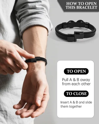 Vista 4 de VGWON Pulsera de Nudo Infinito para Hombres, Regalo de Navidad para Él Para Mi Hombre/Hijo/Papá Pulsera de Cuero Te Amo Pulsera para Hombres Regalo