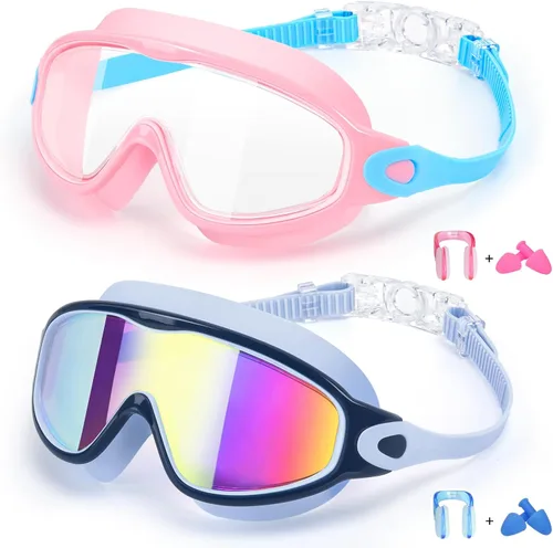 Vista 11 de EverSport Paquete de 2 gafas de natación para niños, gafas de natación antivaho para niñas y niños de 3 a 15 años