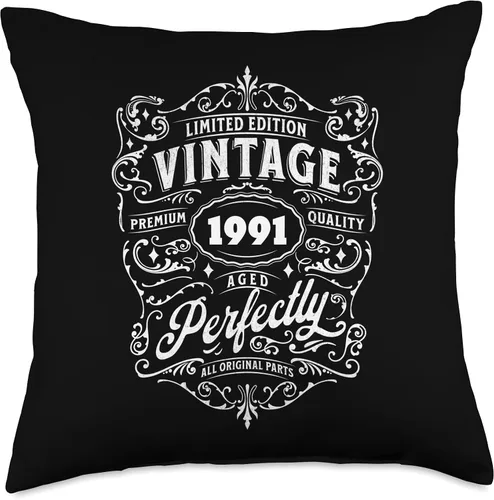 Vista 4 de Vintage 1991 Limited Edition 32nd Birthday Aged Perfectly Throw Pillow