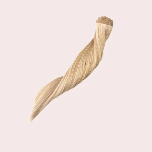 Vista 4 de BFB Hair Extensiones de cabello con pinzas para mujer, extensiones de cabello humano real, color rubio beige con reflejos rubios, 21 pulgadas, 10