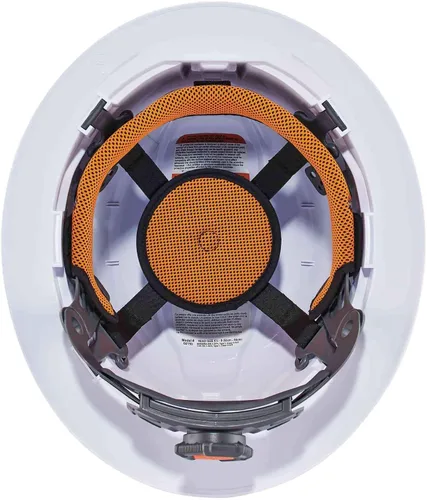Vista 8 de Ergodyne Skullerz 8971 Class E - Casco duro con montura ligera, ala completa, almohadilla superior acolchada y banda para el sudor incluida, casco