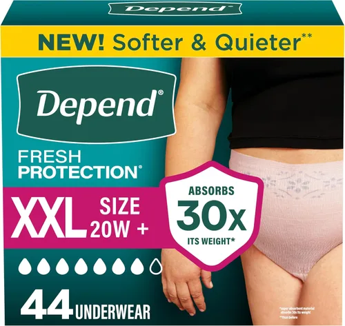 Vista 27 de Depend Fresh Protection - Pañales para adultos, ropa interior de incontinencia y para pérdida de orina posparto para mujer, desechable, máxima