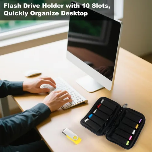 Vista 2 de Funda de unidad flash y estuche de disco duro externo, soporte portátil USB, funda protectora EVA a prueba de golpes para almacenamiento USB SSD