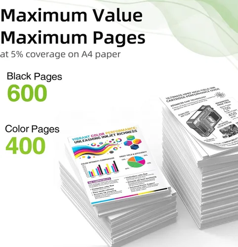 Vista 3 de Cartuchos de tinta remanufacturados ecológicos de reemplazo para HP Ink 65 XL 65XL, paquete combo negro y color, para 5055 5052 5010 5070 5014 3755