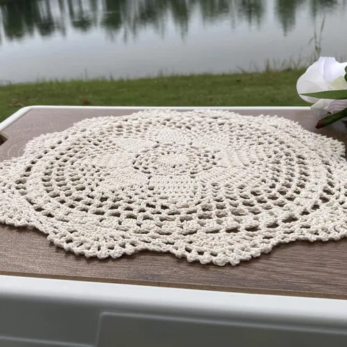 Vista 6 de Hsvanyr Mantel redondo de algodón, protector para mesitas de noche, manteles individuales para centros de mesa, tapetes, cuencos de vidrio
