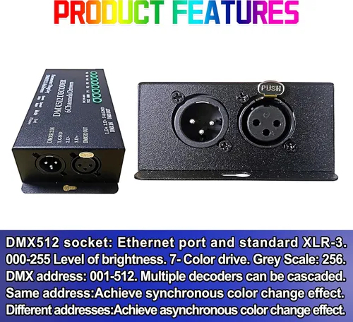 Vista 4 de Controlador LED Decoder DMX512 de 6 canales CANRIA DC 5V-24V, para tira de luz LED RGBRGB RGBW RGBWW RGBWWW, pantalla de 4 dígitos