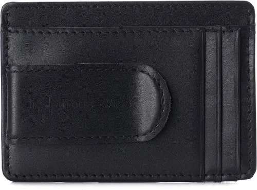 Vista 6 de Alpine Swiss Dermot - Cartera minimalista con clip de dinero para hombre, de piel suave, viene en caja de regalo