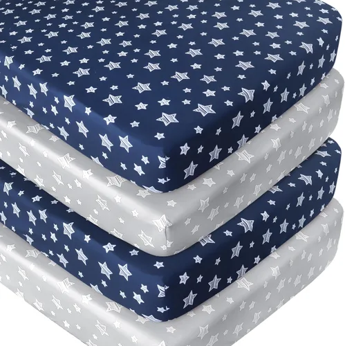 Vista 11 de Juego de sábanas de moisés de 4 piezas para bebé niño o niña, ajuste universal para colchón ovalado, con forma de reloj de arena y rectangular, gris