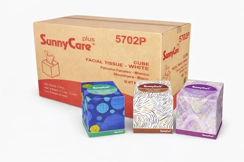 Vista 7 de SunnyCare #5702P Premium White 2-Ply CUBE Box Facial Tissue 90sheets/box; 36boxes/cs