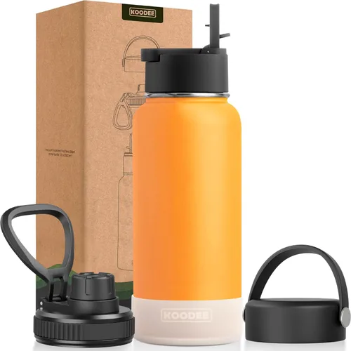 Vista 95 de koodee Botella de agua para niños, botella de agua de acero inoxidable de 12 onzas con aislamiento al vacío para la escuela, botella de agua de boca