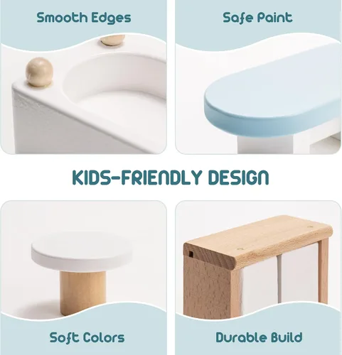 Vista 3 de ROBOTIME Muebles para Casa de Muñecas, Juego de Muebles de Madera para Casa de Muñecas, Set de 23 Piezas de Accesorios y Muebles para Casa