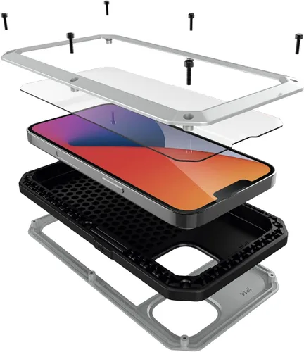 Vista 10 de Funda para iPhone 14, Cubierta Protectora de Cuerpo Completo 360 Resistente Heavy Duty a Prueba de Golpes Armadura Resistente Funda de Metal