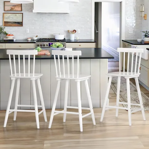 Vista 17 de LUE BONA Windsor - Juego de 2 taburetes de bar de madera para isla de cocina, estilo casa de campo de 24 pulgadas de altura de mostrador, sillas