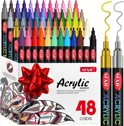 Vista 12 de SFAIH 36 marcadores de pintura acrílica vibrantes, cobertura ultra alta, bolígrafo de pintura fina de 0.04 a 0.079 pulgadas para cualquier