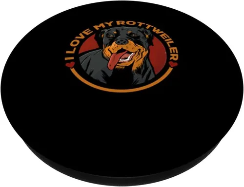 Vista 2 de I Love My Rottweiler Dueño de perro PopSockets PopGrip intercambiables con corazón rotativo
