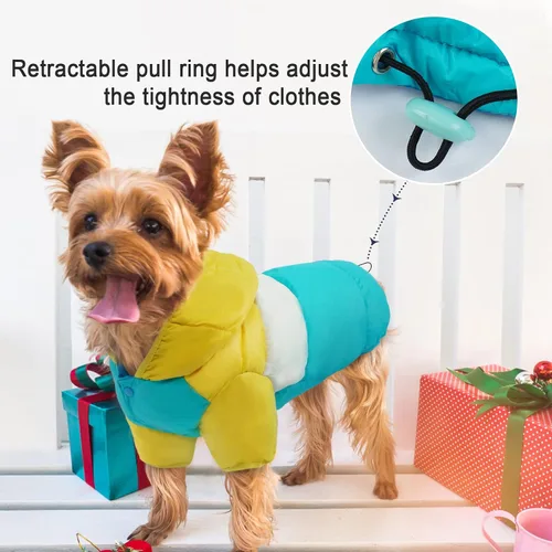 Vista 3 de FUAMEY Chaqueta acolchada para cachorros, chaleco acolchado cálido para la nieve para mascotas, ropa para perros a prueba de viento, impermeable