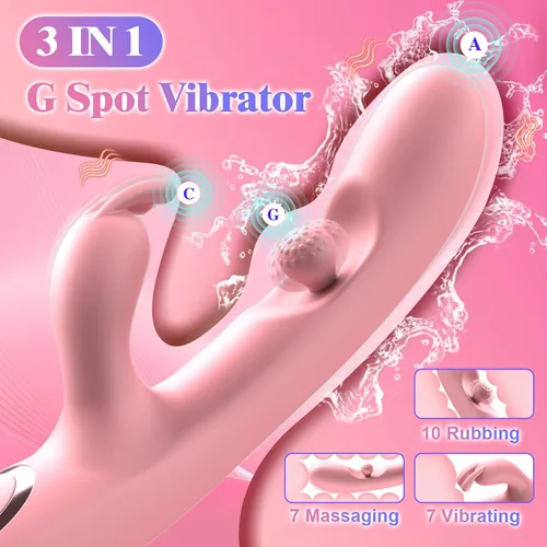 Vista 2 de Juguetes sexuales con vibrador de punto G, 3 en 1, juguetes sexuales para adultos, vibradores de rotación de 360° con 10 frotamientos, 7 vibradores