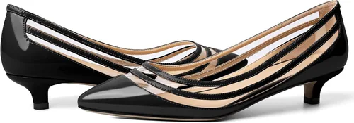 Vista 4 de Zamikoo Zapatos de tacón bajo con punta puntiaguda para mujer, con correas de PVC transparentes, zapatos de vestir de moda de patente, talla 5