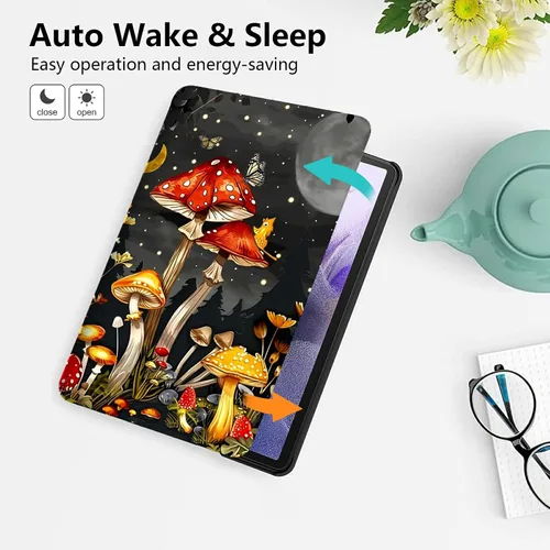 Vista 35 de Funda para tablet Fire 7 (12ª generación, versión 2022), delgada, a prueba de golpes, delgada, de piel sintética, con función de apagado/encendido