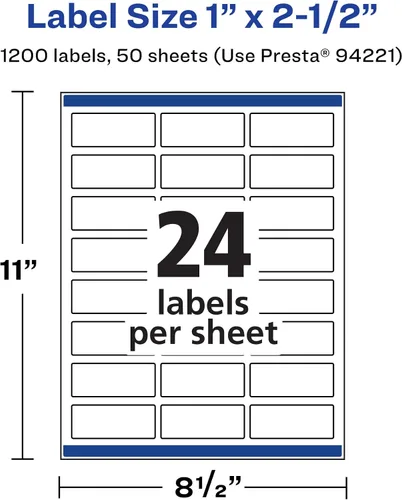 Vista 5 de Avery® Etiquetas rectangulares blancas duraderas imprimibles, tecnología Sure Feed®, 1" x 2.5", etiquetas impermeables, compatibles con inyección