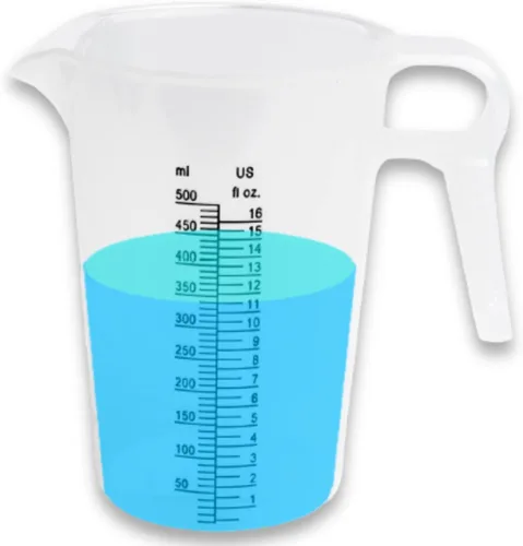 Vista 10 de ACCUPOUR 8 onzas (250 mL) jarra medidora, de plástico, multiusos - Excelente para productos químicos, aceite, piscina y césped - Incrementos