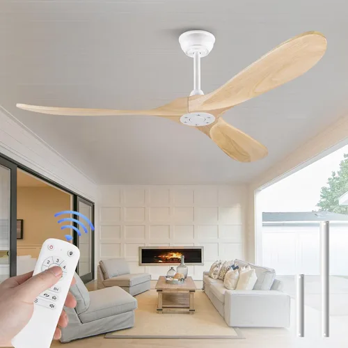 Vista 20 de Ventiladores de techo de 42 pulgadas sin luces, ventiladores de techo negros sin luces con control remoto, 3 aspas de madera maciza, ventilador