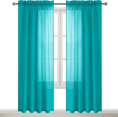 Vista 40 de DWCN Cortinas Transparentes Aqua de Voile Semitransparente con Bolsillo para Barra para Dormitorio y Sala de Estar, 36 x 36 pulgadas de Largo, Juego