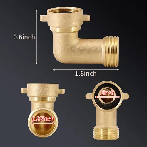 Vista 5 de kipa Brida de entrada de agua para autocaravana, latón con codo de manguera, válvula de retención y conector FPT de 1/2" rosca hembra, brida de 3