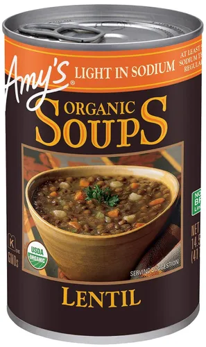Vista 22 de Amy's Sopa, sopa vegana enlatada de lentejas, sin gluten, hecha con lentejas verdes orgánicas y verduras, 14.5 onzas (paquete de 6)