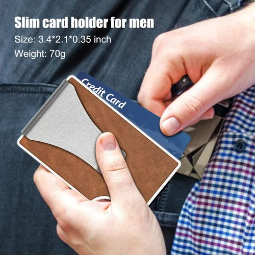Vista 5 de IMDCGYY Cartera táctica para hombre, cartera de metal delgada y minimalista de fibra de carbono, clip de dinero de acero inoxidable, bloqueo RFID