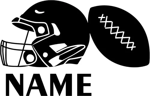 Vista 3 de Casco de fútbol americano con letrero individual para decoración de habitación de niño, calcomanías de pared de fútbol americano personalizadas