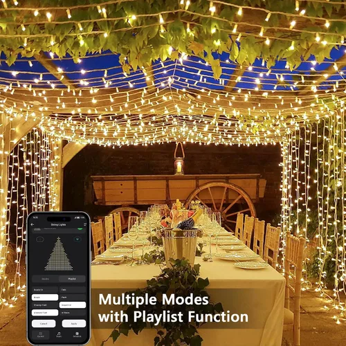 Vista 3 de BrizLabs Luces de Navidad inteligentes, 200 luces LED de Navidad de 66 pies, control de aplicación/voz, múltiples modos regulables, luz blanca