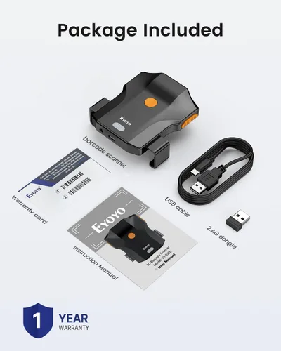 Vista 9 de Eyoyo Bluetooth Escáner de Código de Barras Inalámbrico: Lector de Código de Barras 1D Portátil con Clip para la Parte Trasera del Teléfono
