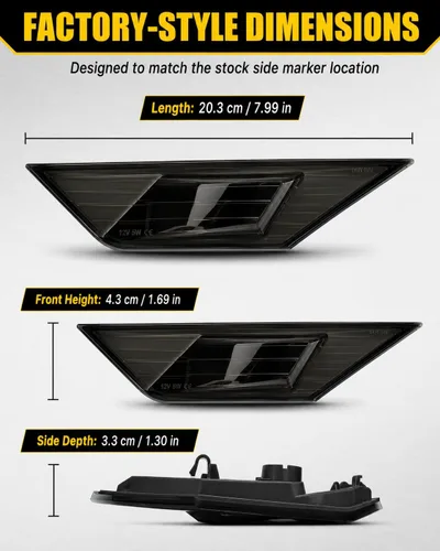 Vista 5 de Luz LED Blanca con Lente Ahumada para Marca Lateral Delantera Compatible con Honda Civic 10ª Generación 2016-2021 Sedán Coupé Hatchback